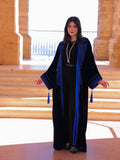 CAFTON BLEU ABAYA "VELVET" EN KATIFA AVEC DU GRO-fil HRIR